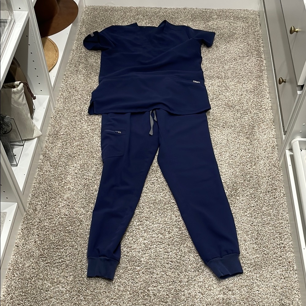 Navy Blue Figs Scrub Set